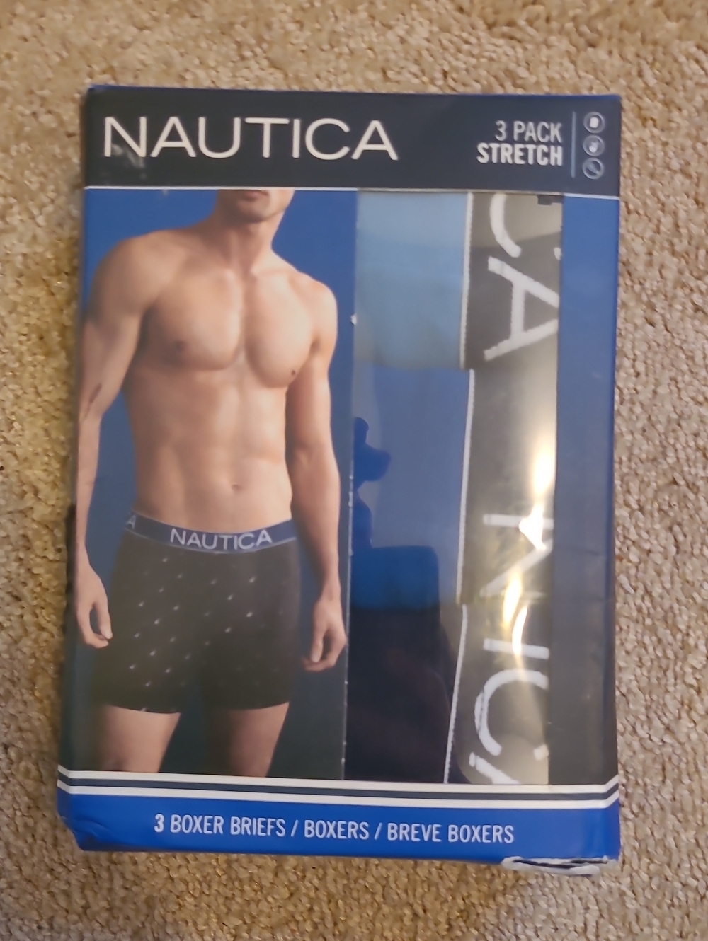Nautica Men’s Boxer Brief 3-Pack in Blue and Black